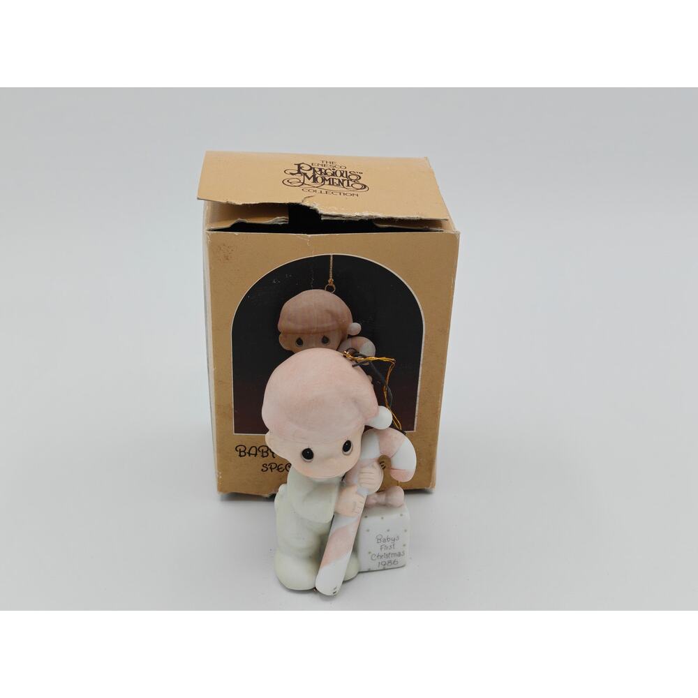 Precious Moments 102512 Baby First Christmas Enesco Candy Cane Boy Figurine 1986